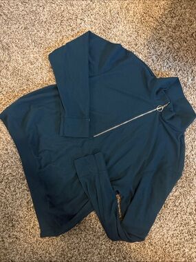 Navy Half-Zip Mock Neck Sweater with Ring Pull